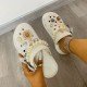 Rhinestone Faux Pearl White Slippers For Women