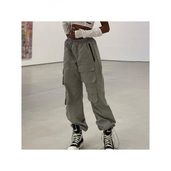 Fashionable Street Solid Loose Cargo Pants For Women