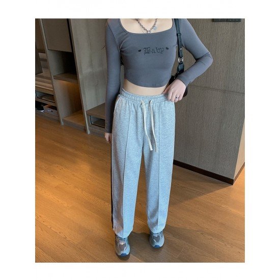 Casual Black Loose Drawstring Long Pants For Women