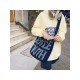 Letter Blue Casual Denim Tote Bags