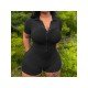  2022 New Pure Color Short Sleeve Women's Rompers