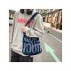 Letter Blue Casual Denim Tote Bags