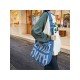 Letter Blue Casual Denim Tote Bags