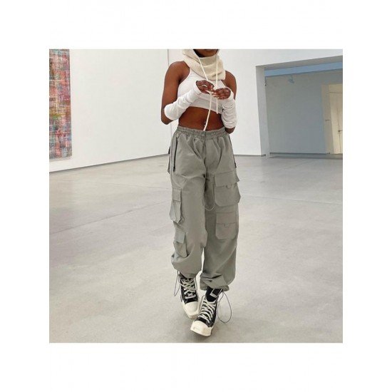 Fashionable Street Solid Loose Cargo Pants For Women