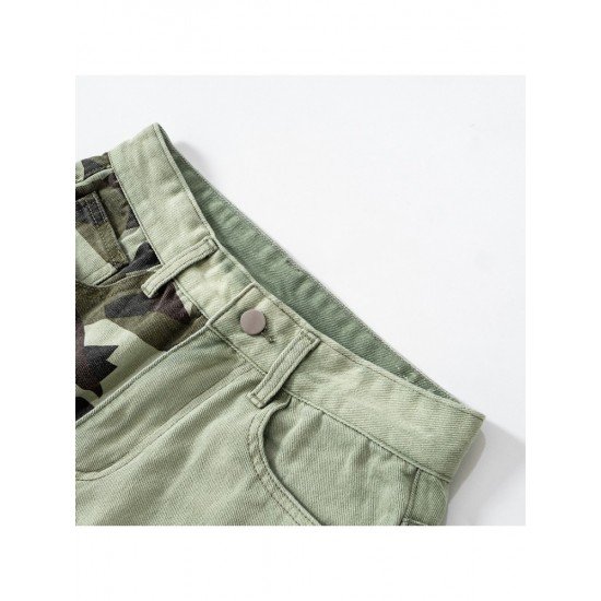 Camouflage Pencil Leg Green Jean Trousers