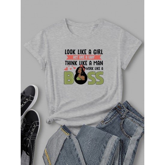 Street Casual White Graphic T Shirts For Women