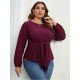  Pure Color Round Neck Women's Long Sleeve Top