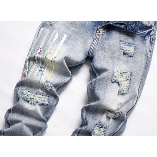  Fashion Letter Embroidered Men's Denim Jeans