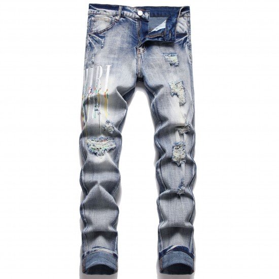  Fashion Letter Embroidered Men's Denim Jeans