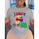 Rainbow Lips Graphic Summer T Shirts For Women