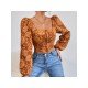  Retro Embroidery Backless Square Collar Women's Top