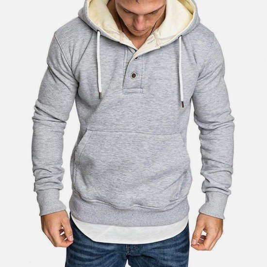  Autumn Casual Hooded Patchwork Men's Sweater