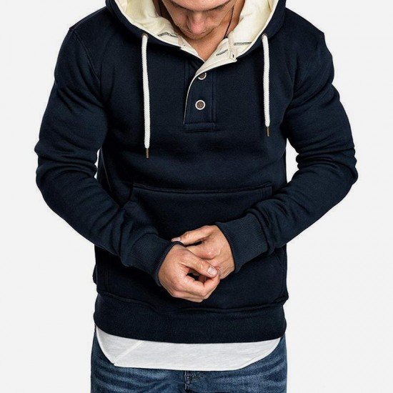  Autumn Casual Hooded Patchwork Men's Sweater