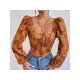  Retro Embroidery Backless Square Collar Women's Top