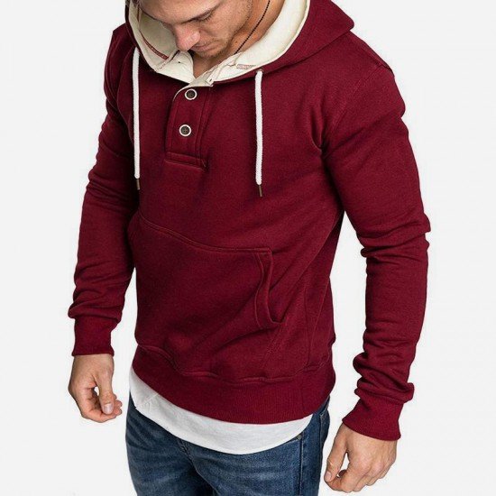  Autumn Casual Hooded Patchwork Men's Sweater