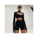 Zipper Up Skinny Black Sports Sexy Cut Out Rompers