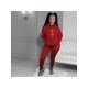  Casual Letter Printing Hooded Women's Trouser Suits