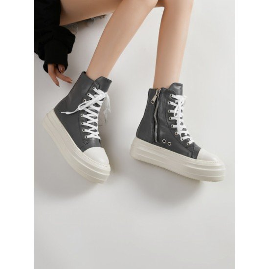 Zipper Platform Black Women Sneakers