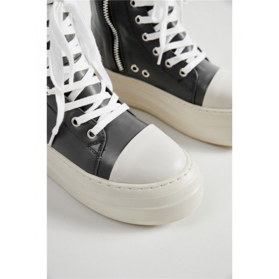 Zipper Platform Black Women Sneakers