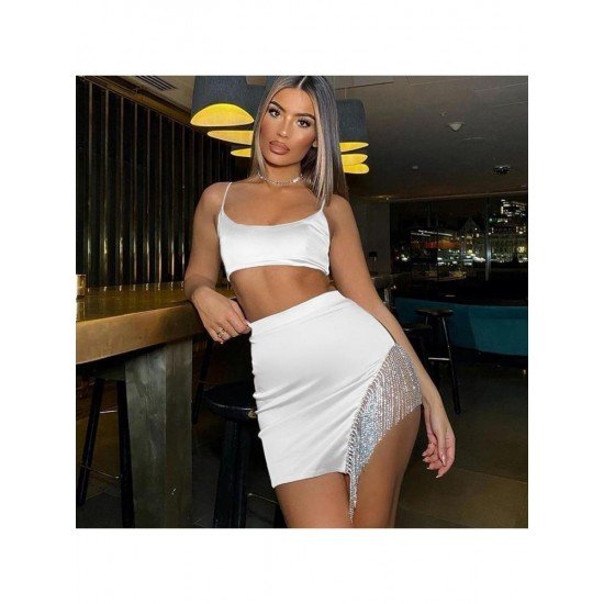  Nightclub Sleeveless Backless Top And Short Skirt Suits