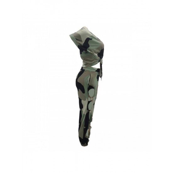  Camouflage Cut Out Matching 2 Piece Trouser Sets