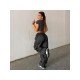 Hip Hop Black Wide Leg Drawstring Trousers