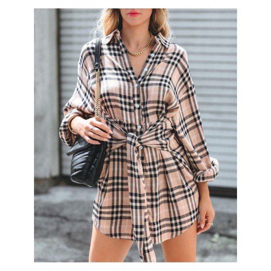  Casual Lantern Sleeve Striped Women's Long Sleeve Dress