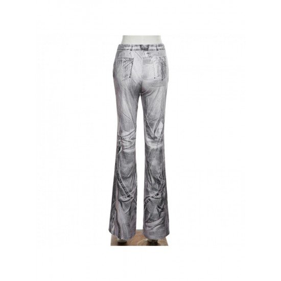 Designer Ladies Gray Straight Leg High Waist Jeans