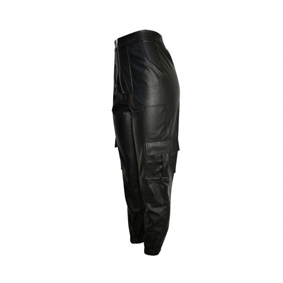  PU Fashion Zipper Casual Leather Pants