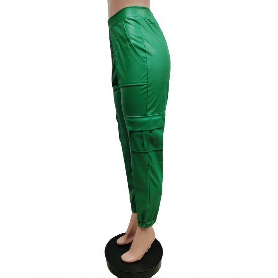  PU Fashion Zipper Casual Leather Pants