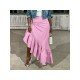 Asymmetry Ruffles Solid Loose Maxi Skirts For Women