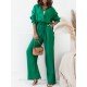 Casual Street Solid Matching Blouse And Trouser Sets