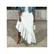 Asymmetry Ruffles Solid Loose Maxi Skirts For Women