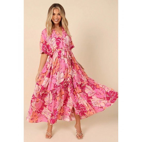  Summer Split Hem Printing Beach Long Dress