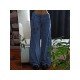 Low Rise Fish Embroidery Loose Blue Jean Trousers