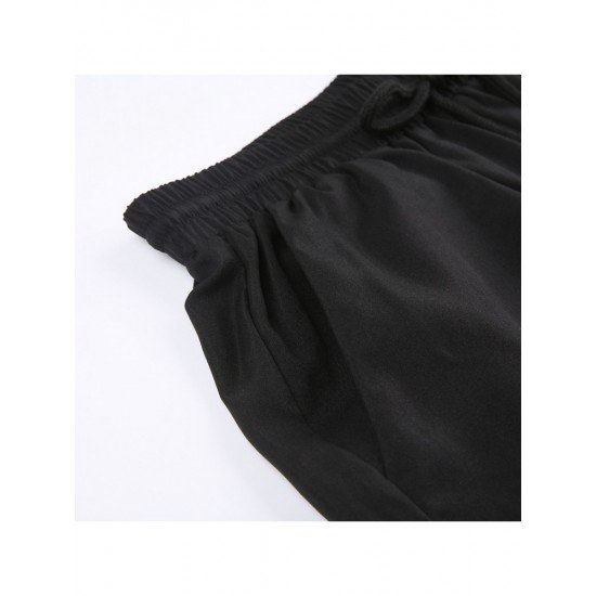 Casual Jogger Black Loose Straight Leg Trousers