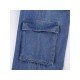 Low Rise Fish Embroidery Loose Blue Jean Trousers