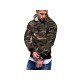 Men Ruched Camouflage Long Sleeve Hooded Collar Tops