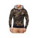 Men Ruched Camouflage Long Sleeve Hooded Collar Tops