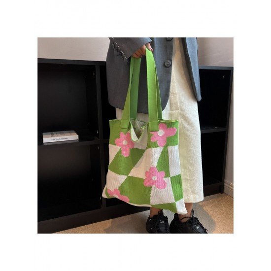  Casual Cute Flower Large Capacity Knitted Bag