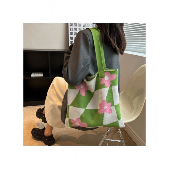  Casual Cute Flower Large Capacity Knitted Bag