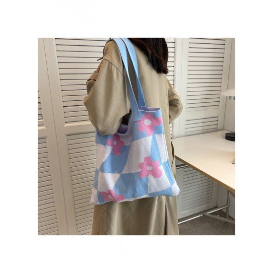  Casual Cute Flower Large Capacity Knitted Bag