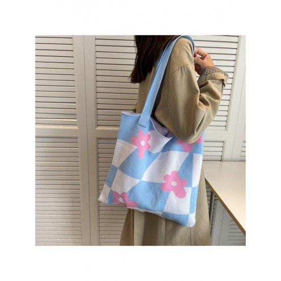  Casual Cute Flower Large Capacity Knitted Bag