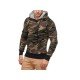 Men Ruched Camouflage Long Sleeve Hooded Collar Tops