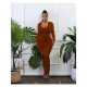  Pure Color Split Women's Long Sleeve Dress