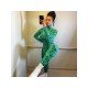 Turtle Neck Long Sleeve Printed Skinny Jumpsuits