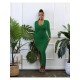  Pure Color Split Women's Long Sleeve Dress