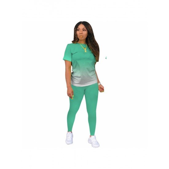  Gradient Color Casual Matching T Shirt And Pant Sets