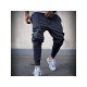 Sports Zip Hem Black Pencil Pants For Men