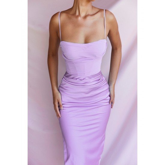  Pure Color Satin Backless Women's Sleeveless Dress